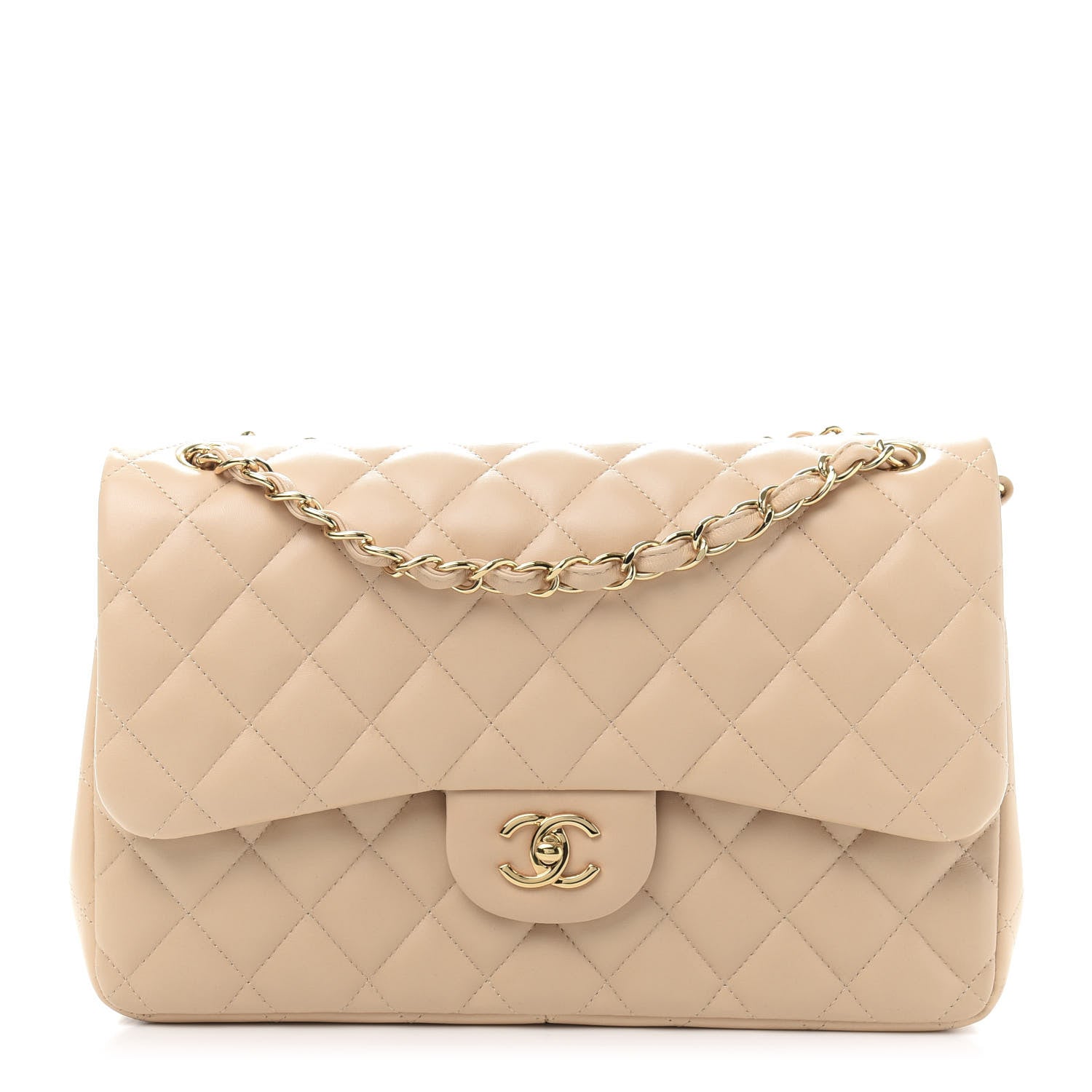 Chanel Lambskin Quilted Jumbo Double Flap Beige Clair 1 of 13