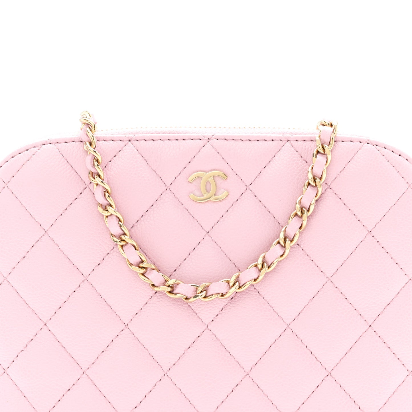 Caviar Quilted Classic Clutch With Chain Pink