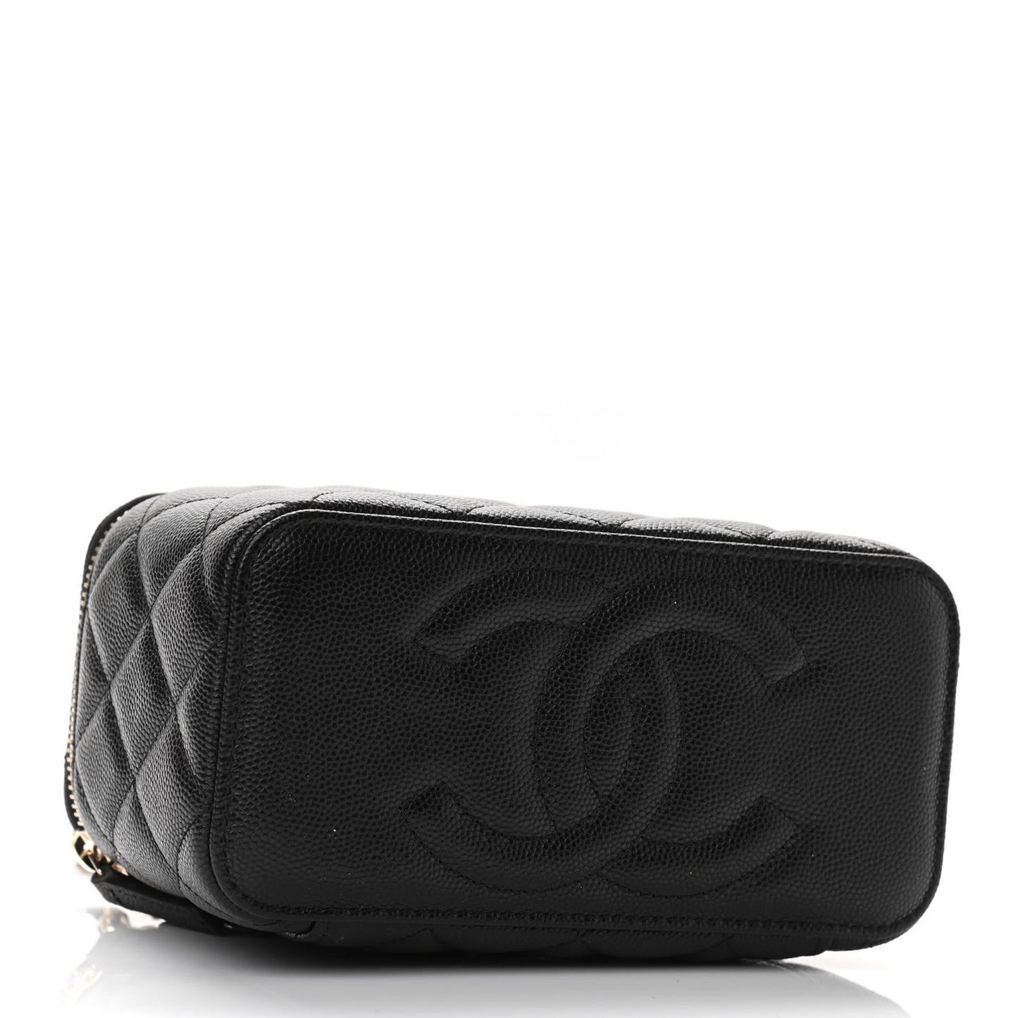 Caviar Quilted Small Vanity Case With Chain Black