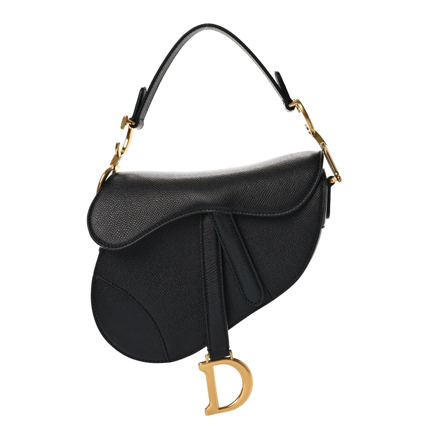 Christian Dior Grained Calfskin Mini Saddle Bag Black 1 of 9