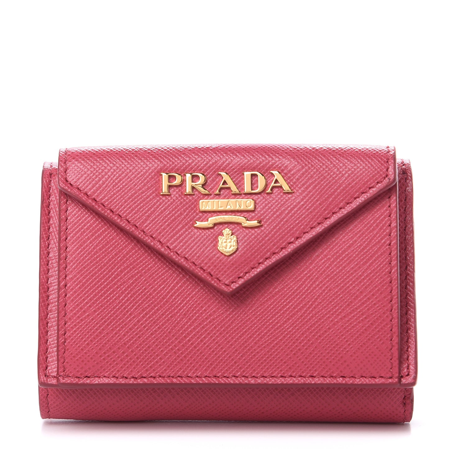 Saffiano Metal Small Tri-Fold Wallet Peonia
