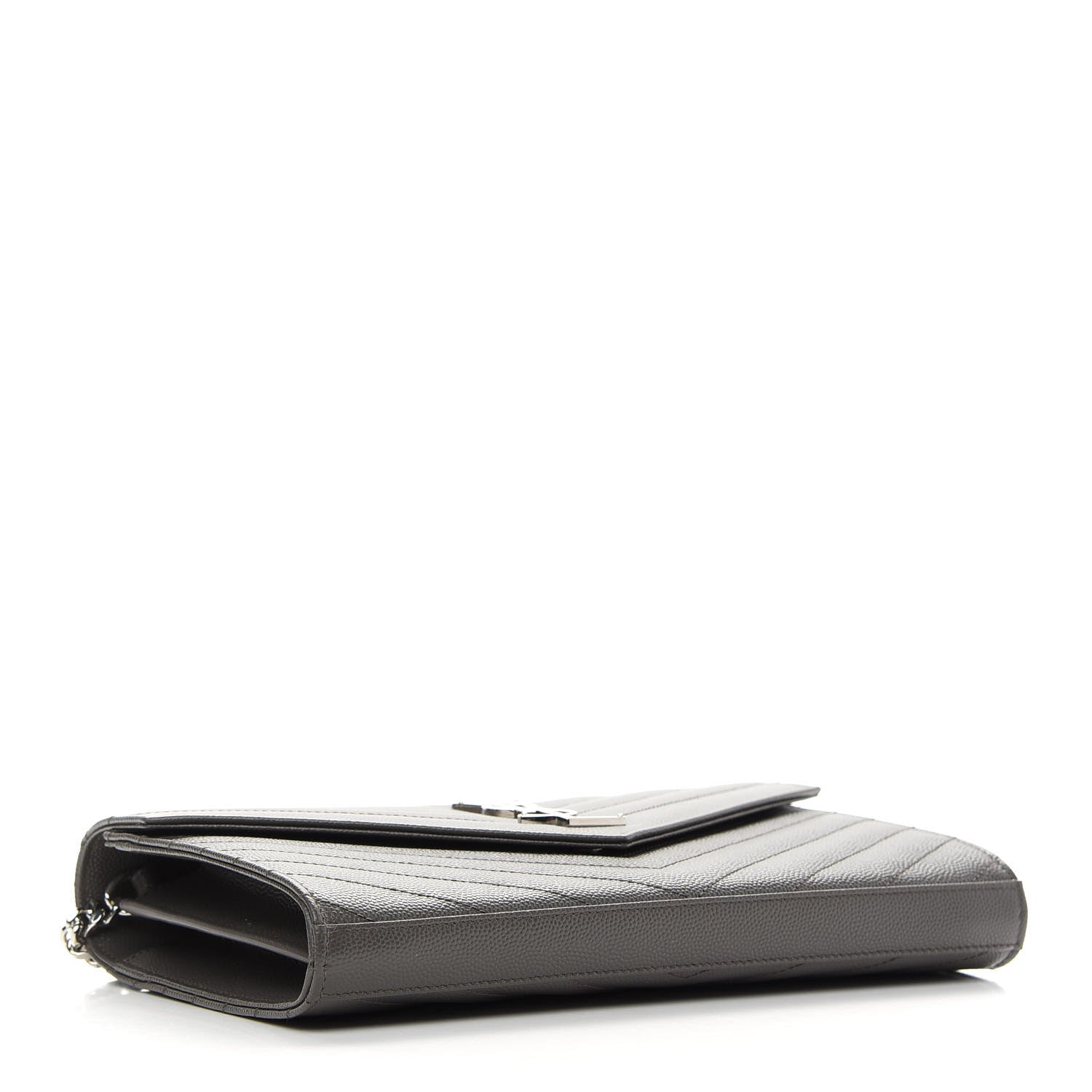 Saint Laurent Grain De Poudre Matelasse Chevron Monogram Chain Wallet Earth 4 of 8