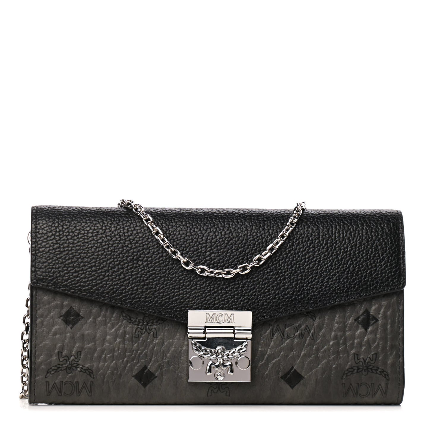 Visetos Calfskin Large Patricia Wallet On Chain Black