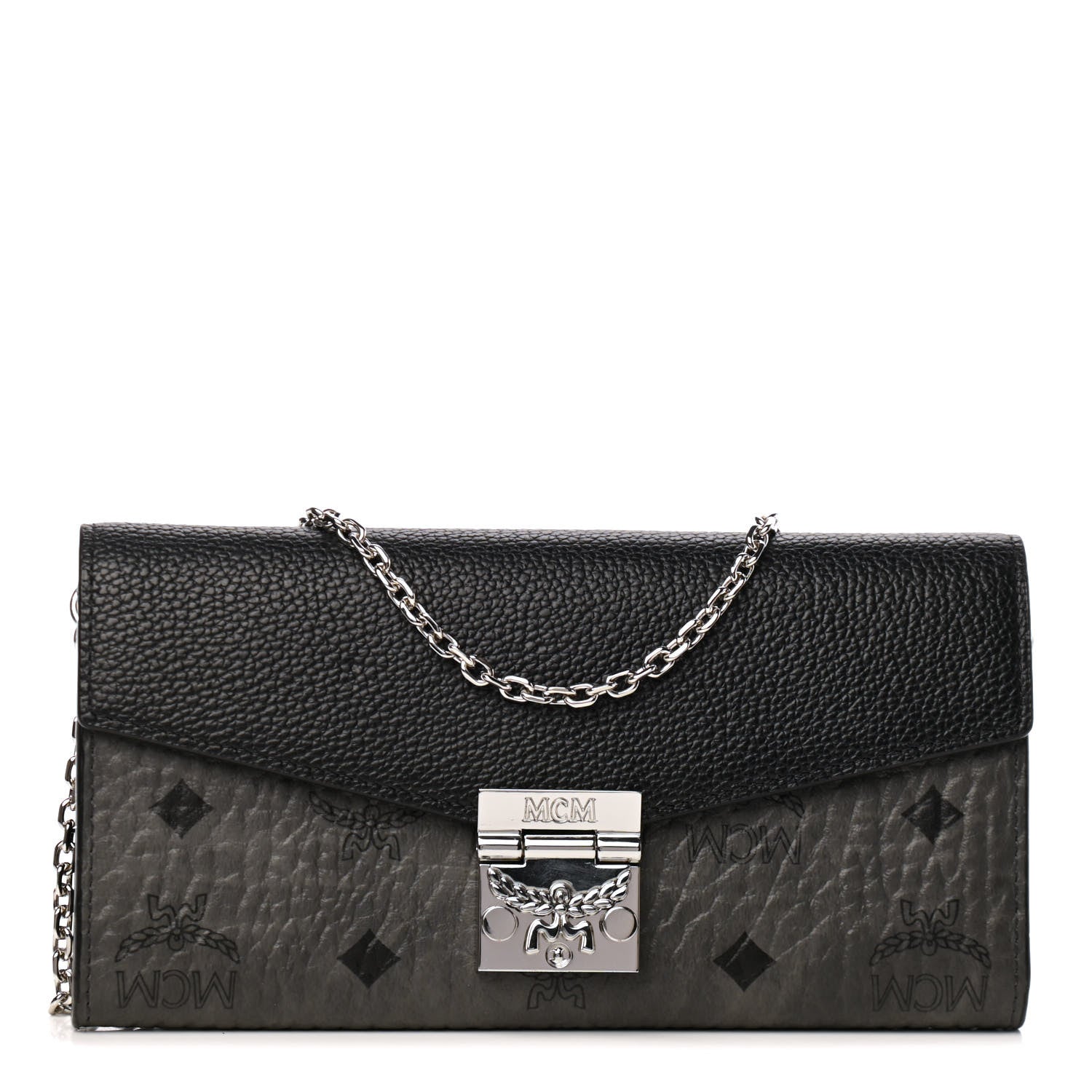 MCM Visetos Calfskin Large Patricia Wallet On Chain Black 1 of 9