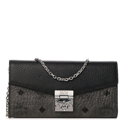 MCM Visetos Calfskin Large Patricia Wallet On Chain Black 1 of 9