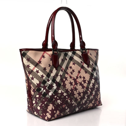 Burberry Patent Supernova Check Stars Large Nickie Landscape Tote Berry Red 3 of 8