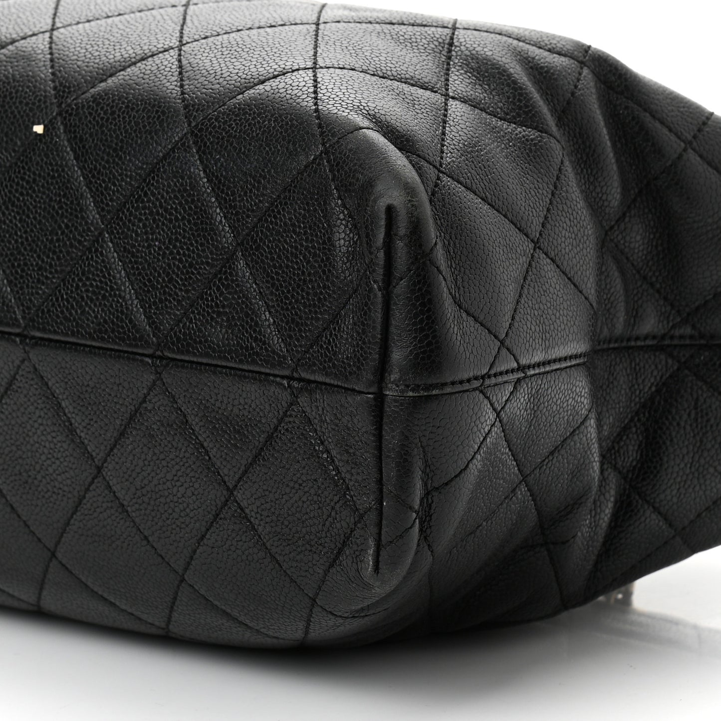 Caviar Quilted Shopping Tote Black