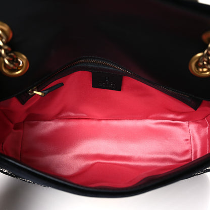 Gucci Velvet Matelasse Marquise Crystals Embroidered Small GG Marmont Shoulder Bag Black 5 of 9
