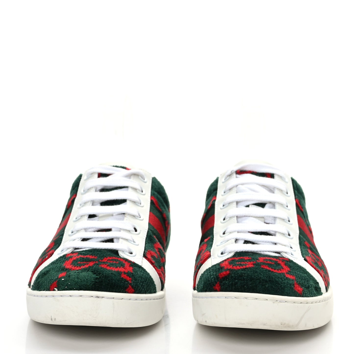 Terry Cloth GG Monogram Web Womens Ace Sneakers 36.5 Green Red