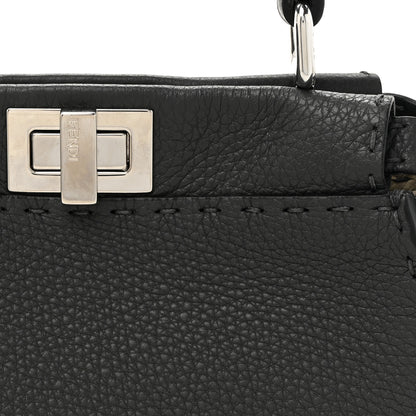 Fendi Cuoio Romano Selleria Bi-Color Mini Peekaboo Iconic Satchel Asfalto Latte 8 of 11