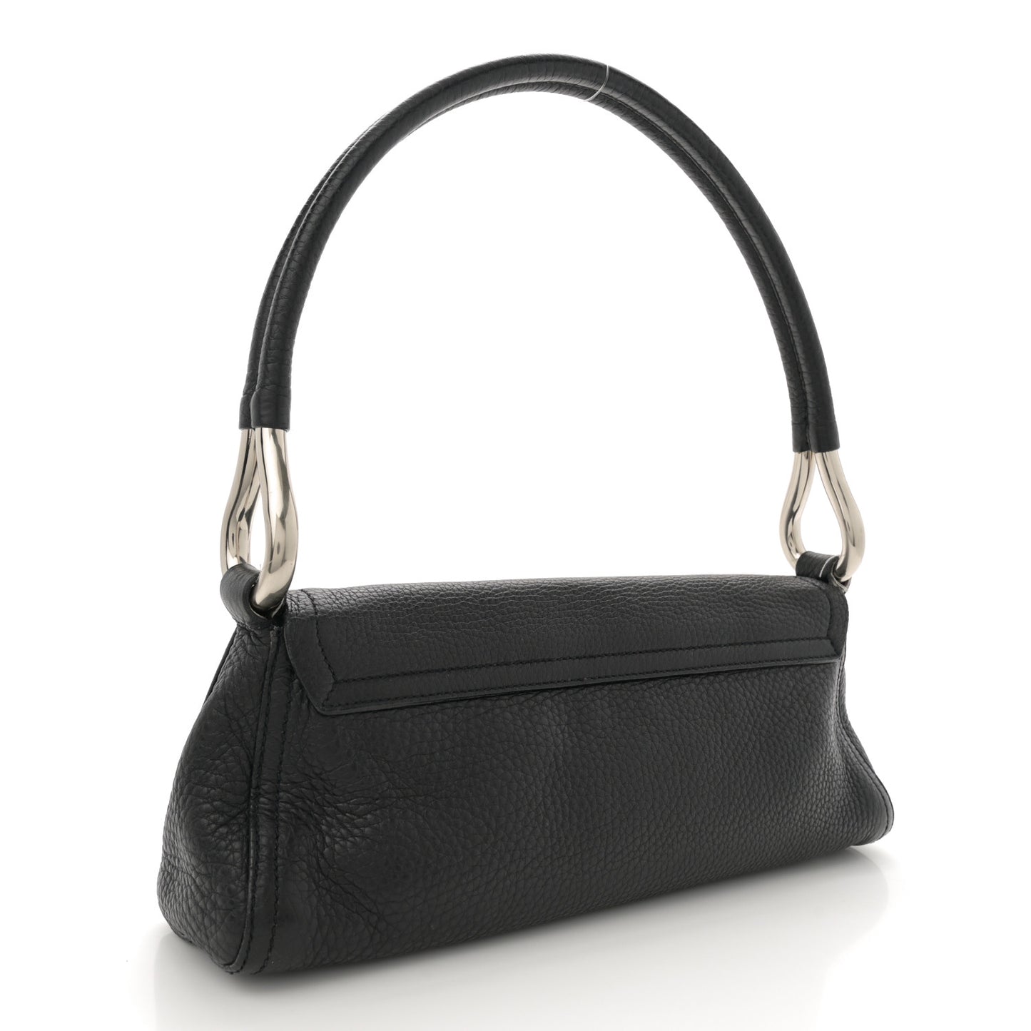 Vitello Daino Swing Flap Shoulder Bag Black