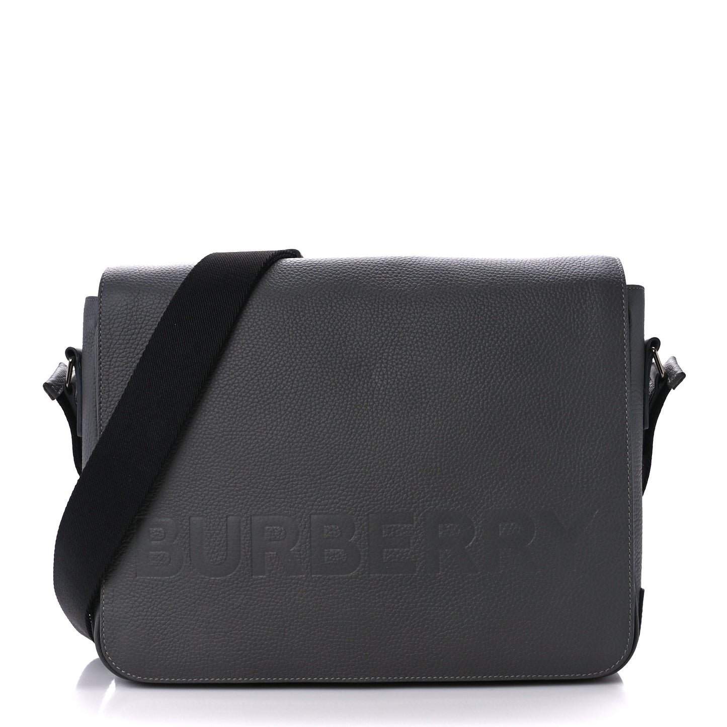 Calfskin Logo Messenger Charcoal Grey