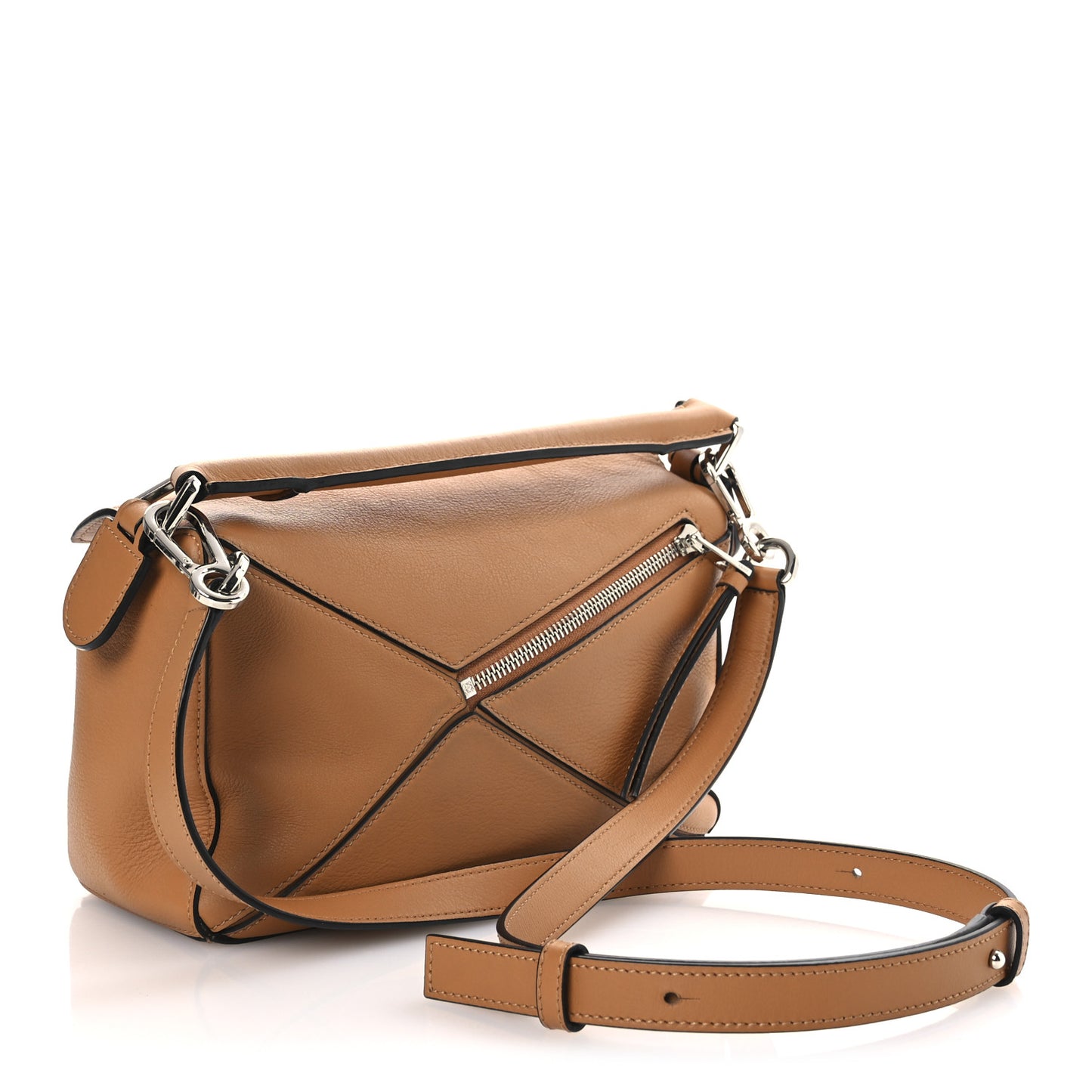X KEN PRICE Calfskin Small La Palme Puzzle Bag Amber