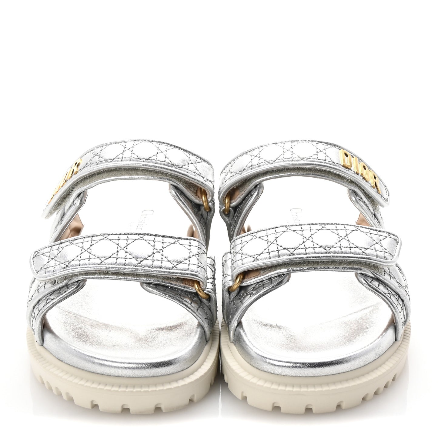 Laminated Sheepskin Cannage Dior Or Dioract Slide Sandals 37.5 Steel
