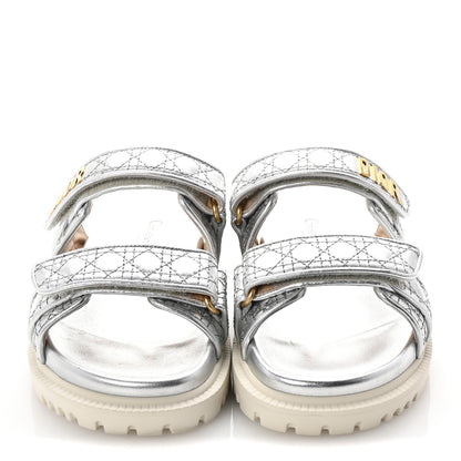 Christian Dior Laminated Sheepskin Cannage Dior Or Dioract Slide Sandals 37.5 Steel 3 of 10