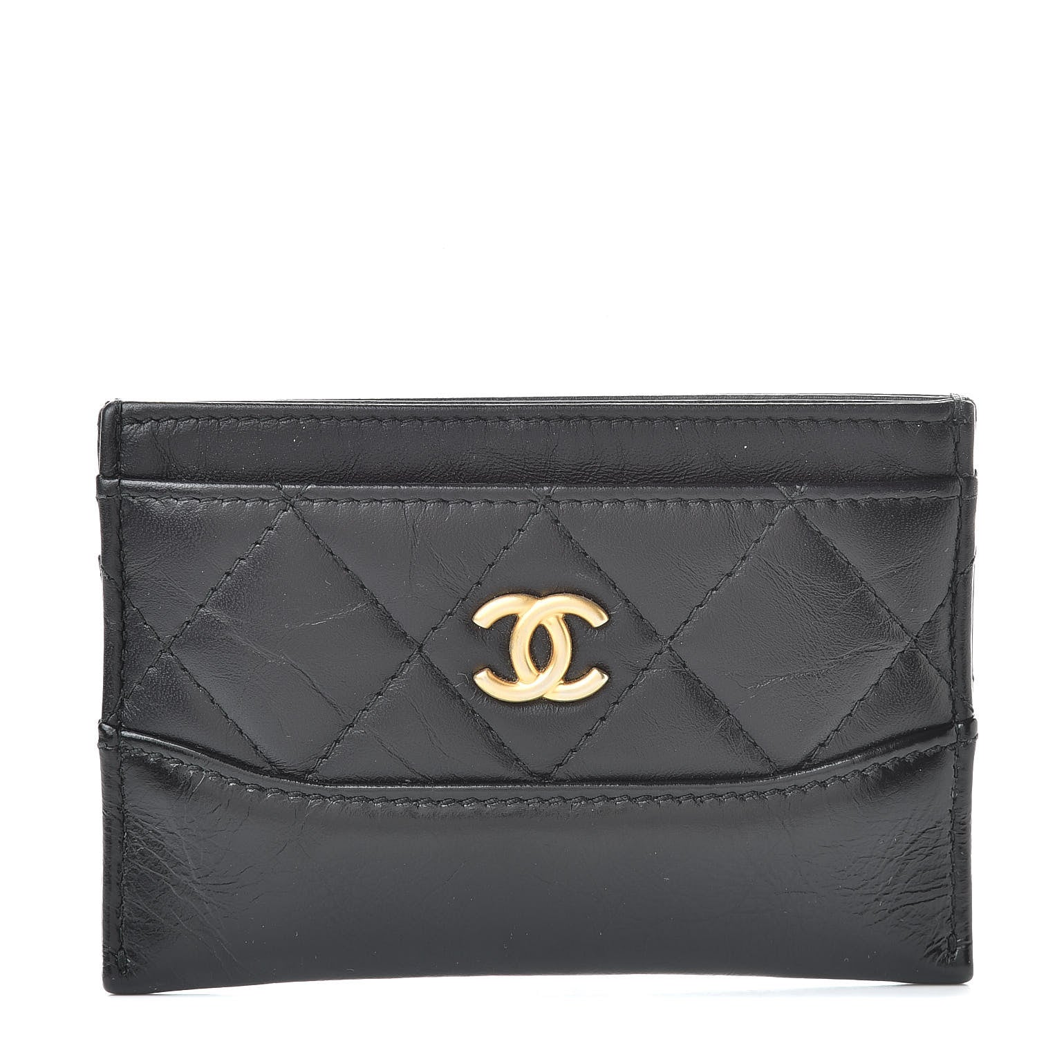 Chanel Aged Calfskin Quilted Gabrielle Card Holder Black 1 of 9
