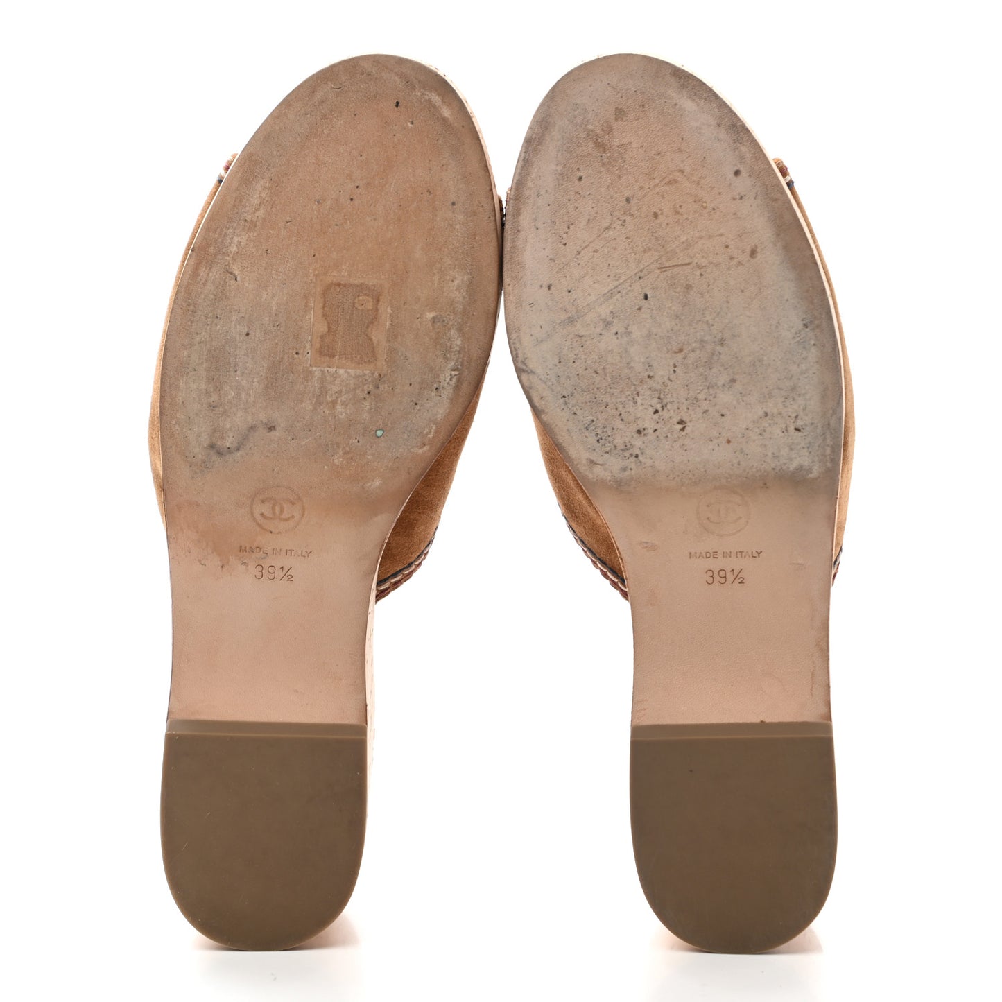 Suede Calfskin Cork CC Wedge Sandal 39.5 Brown