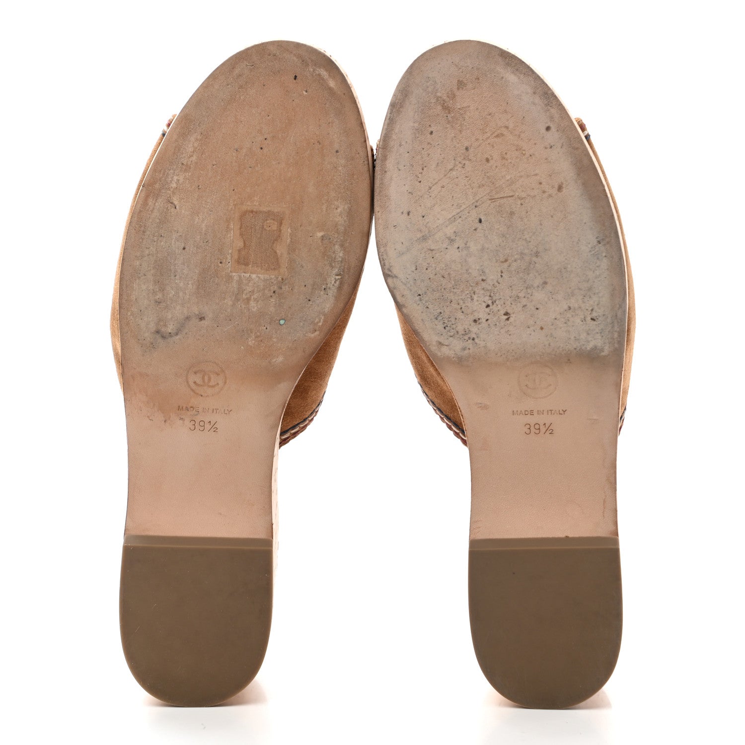 Chanel Suede Calfskin Cork CC Wedge Sandal 39.5 Brown 5 of 8