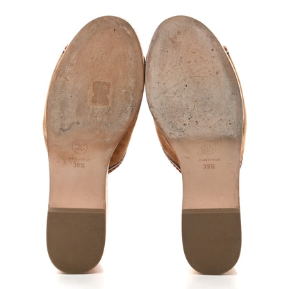 Chanel Suede Calfskin Cork CC Wedge Sandal 39.5 Brown 5 of 8