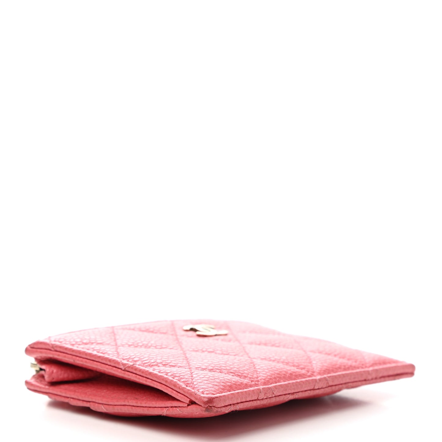 Caviar Quilted CC Zip Card Holder Pink