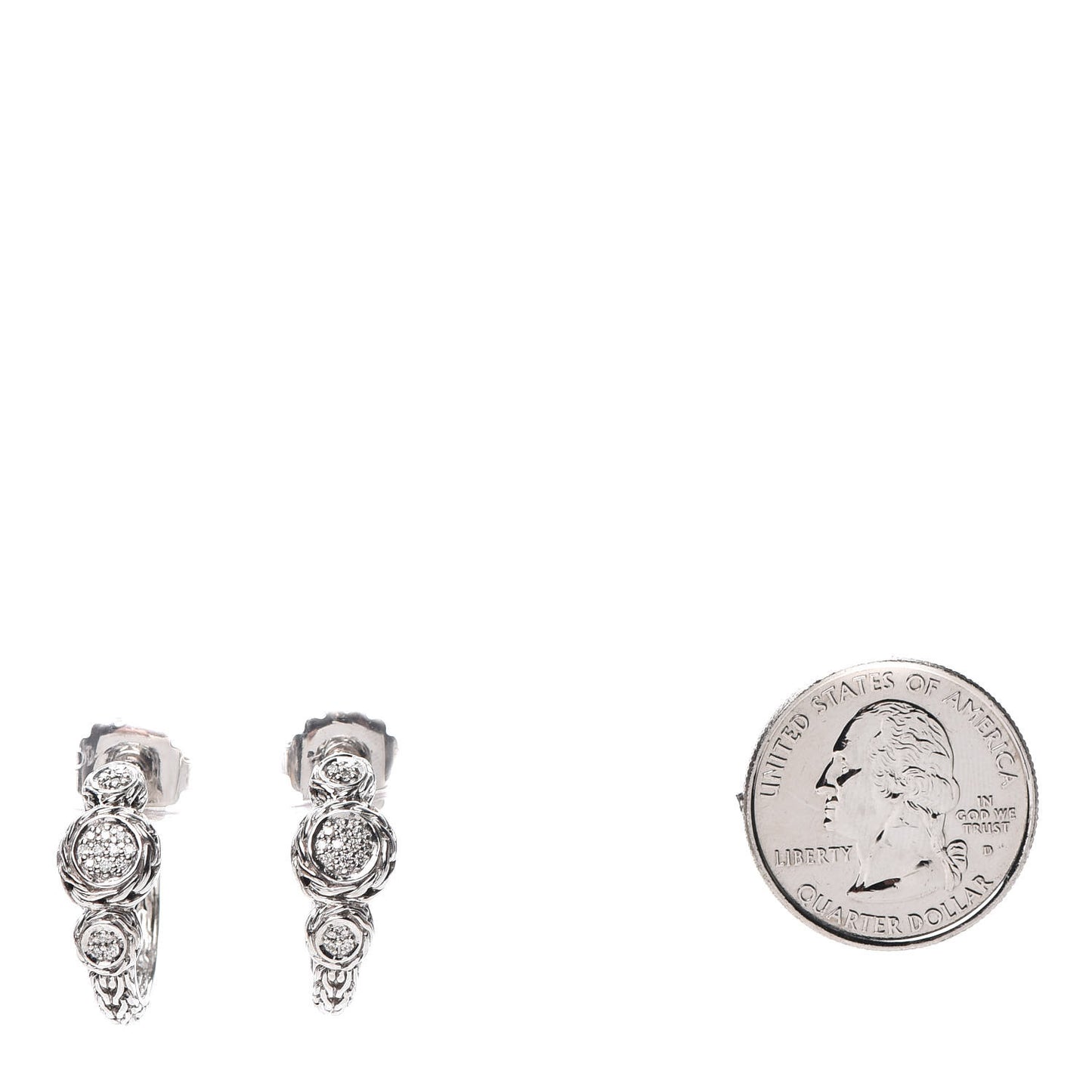 Sterling Silver Diamond Classic Chain Circle Hoop Earrings