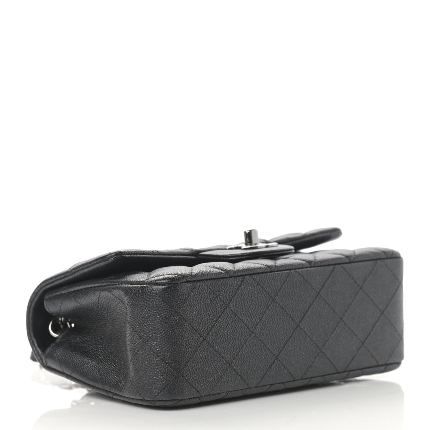 Iridescent Caviar Quilted Mini Rectangular Flap Black