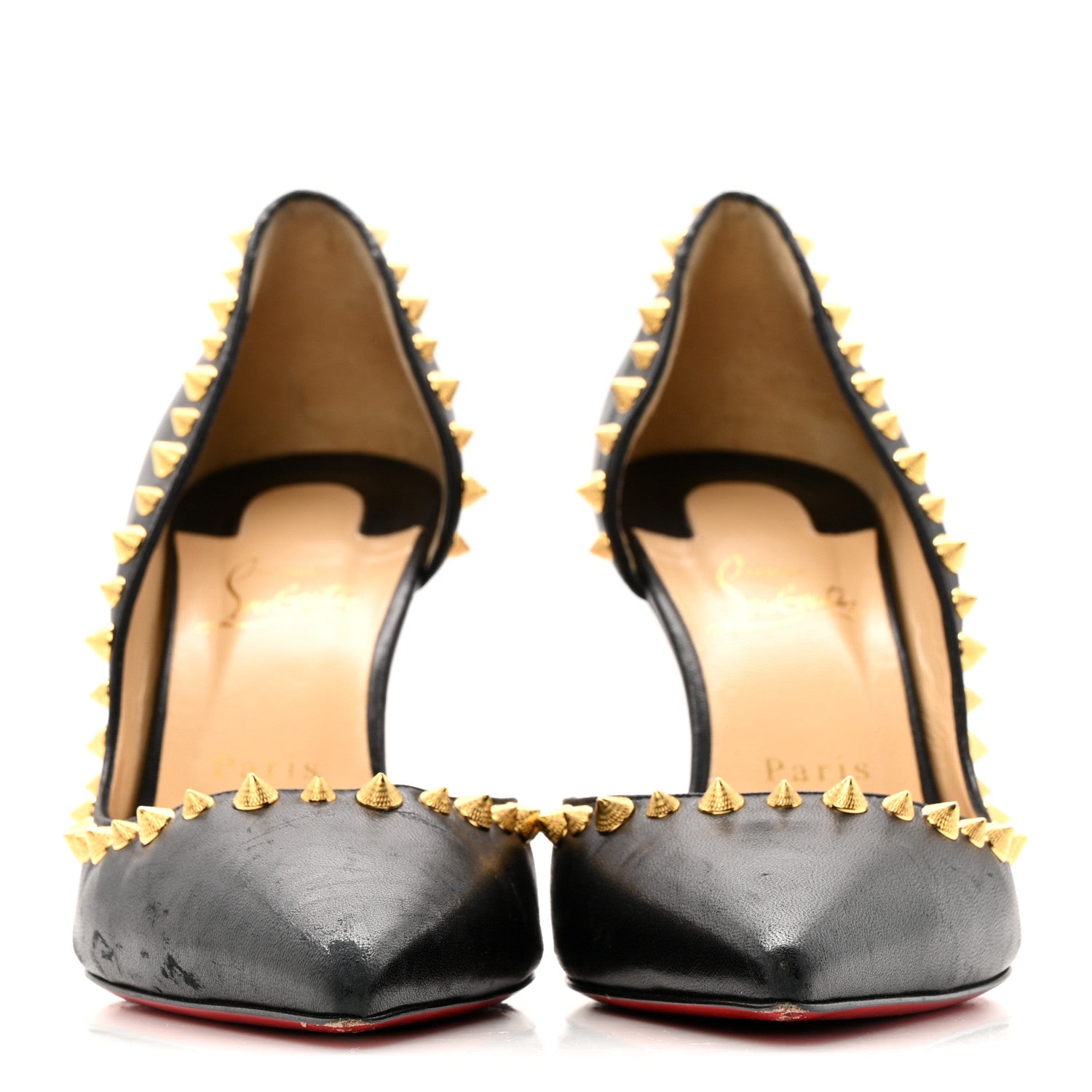 Christian Louboutin Shiny Nappa Irishell 100 Pumps 40 Black Gold