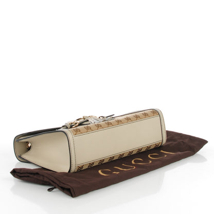 Gucci Monogram Margaux Calfskin Medium Emily Chain Shoulder Bag Beige Ebony Mystic White 4 of 7