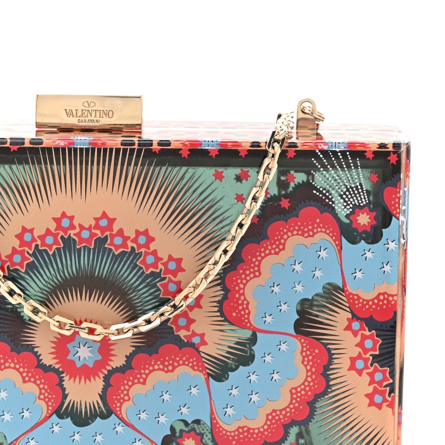 Plexiglass Volcano Print Minaudiere Bag Multicolor