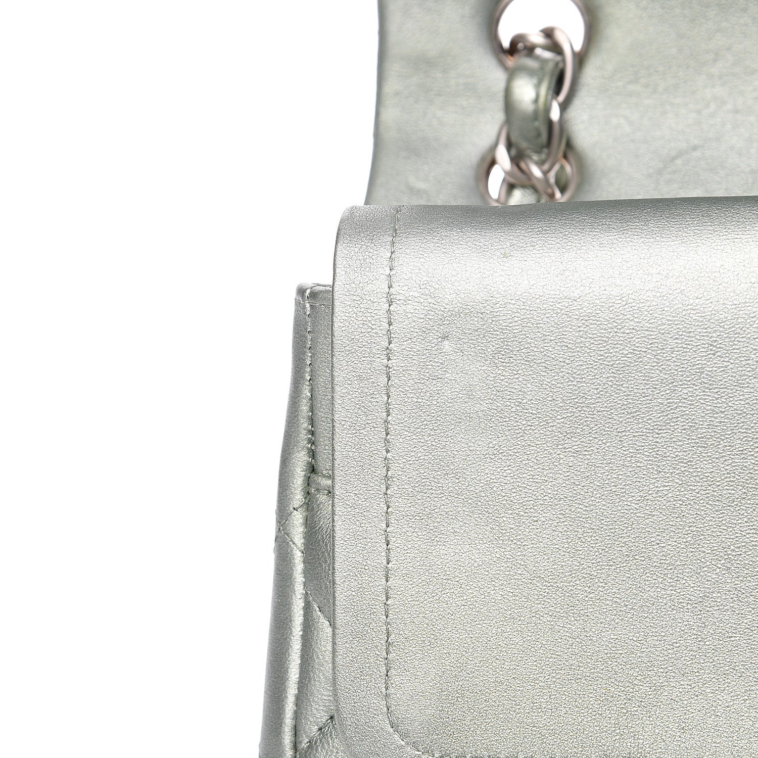 Chanel Metallic Lambskin Quilted Jumbo Double Flap Green 15 of 16