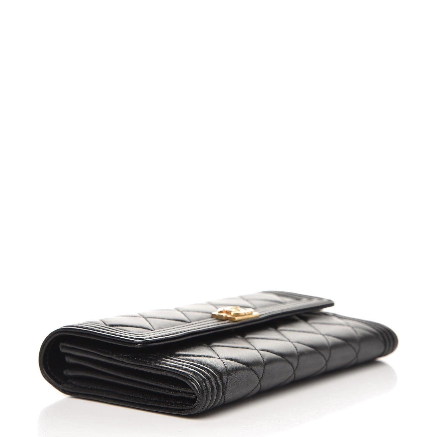 Chanel Lambskin Quilted Boy Large Gusset Flap Wallet Black 4 of 8