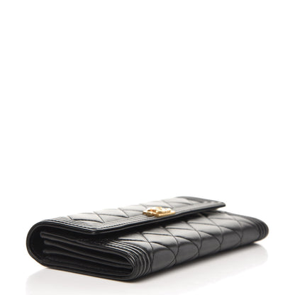 Chanel Lambskin Quilted Boy Large Gusset Flap Wallet Black 4 of 8
