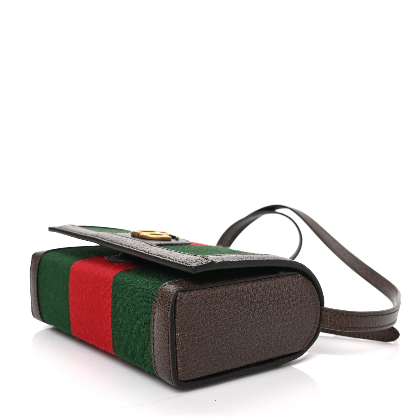 Web Textured Dollar Calfskin Mini Double G Shoulder Bag Green Red New Acero