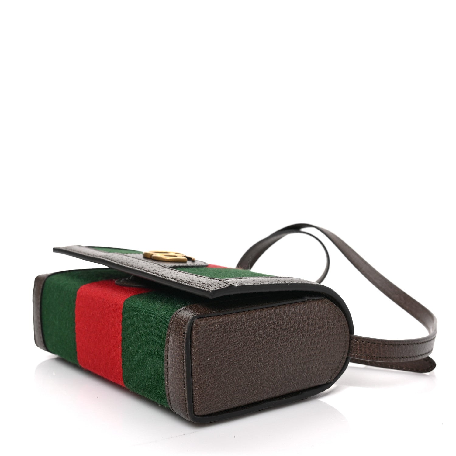 Gucci Web Textured Dollar Calfskin Mini Double G Shoulder Bag Green Red New Acero 9 of 9
