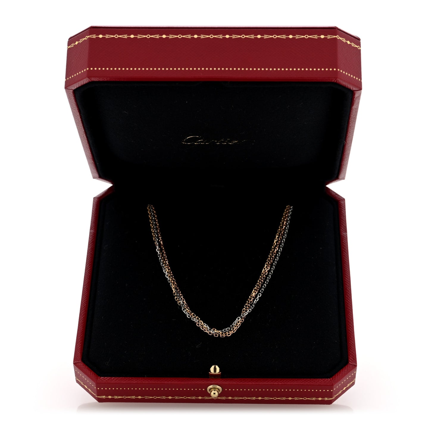 18K Pink Yellow White Gold Three Chain Necklace