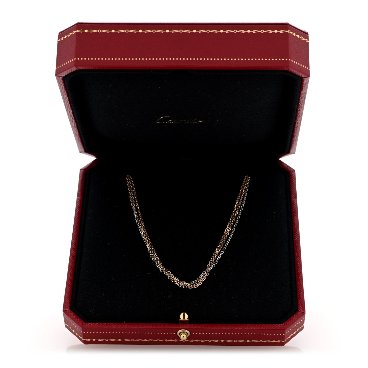 Cartier 18K Pink Yellow White Gold Three Chain Necklace 5 of 5