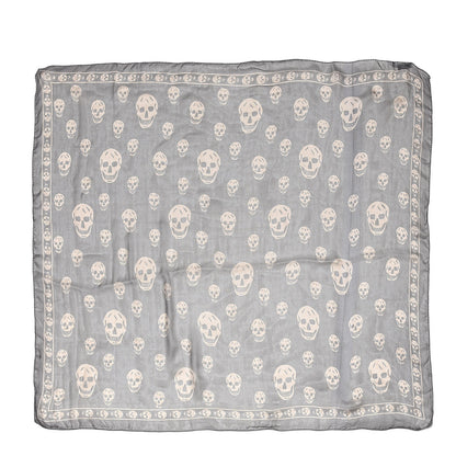 Alexander McQueen Silk Chiffon Skull Scarf Grey 1 of 4
