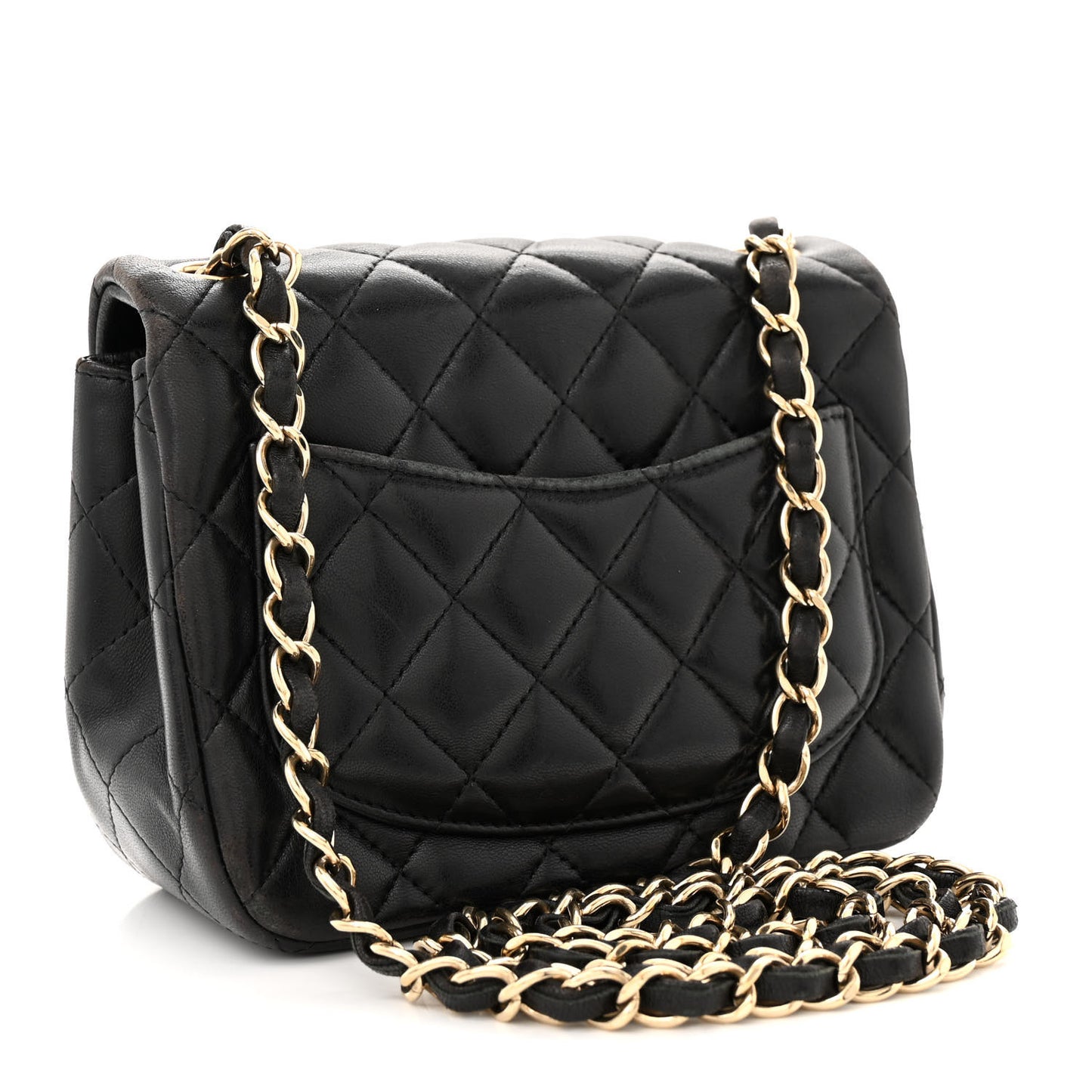 Lambskin Quilted Mini Square Flap Black