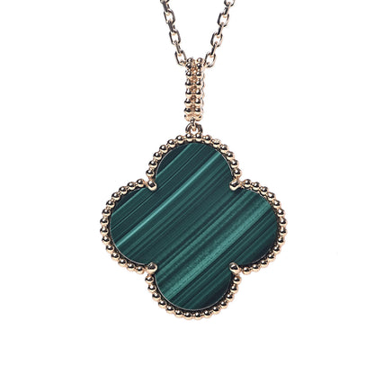 Van Cleef & Arpels 18K Yellow Gold Malachite Magic Alhambra Pendant Necklace 4 of 7