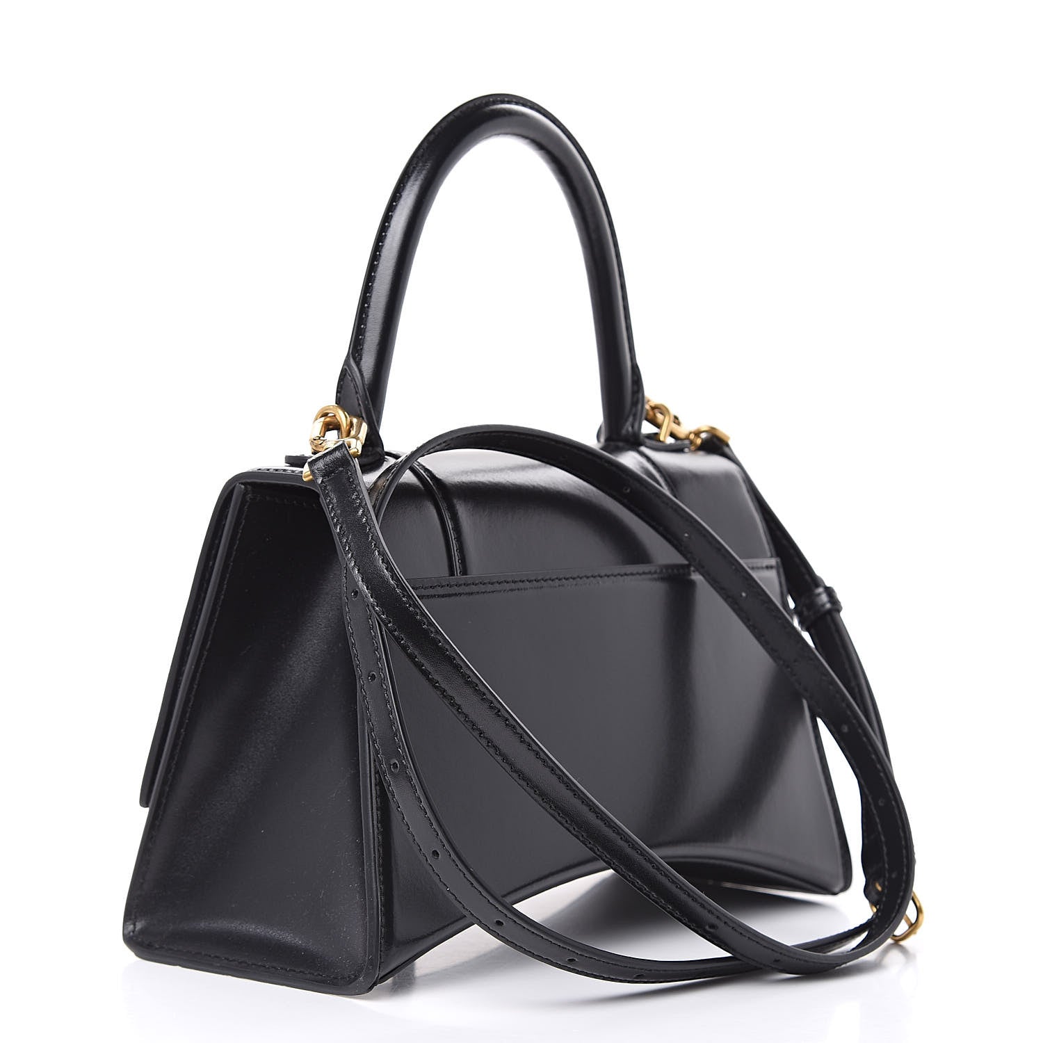 Balenciaga Shiny Box Calfskin Small Hourglass Top Handle Bag Black 3 of 9