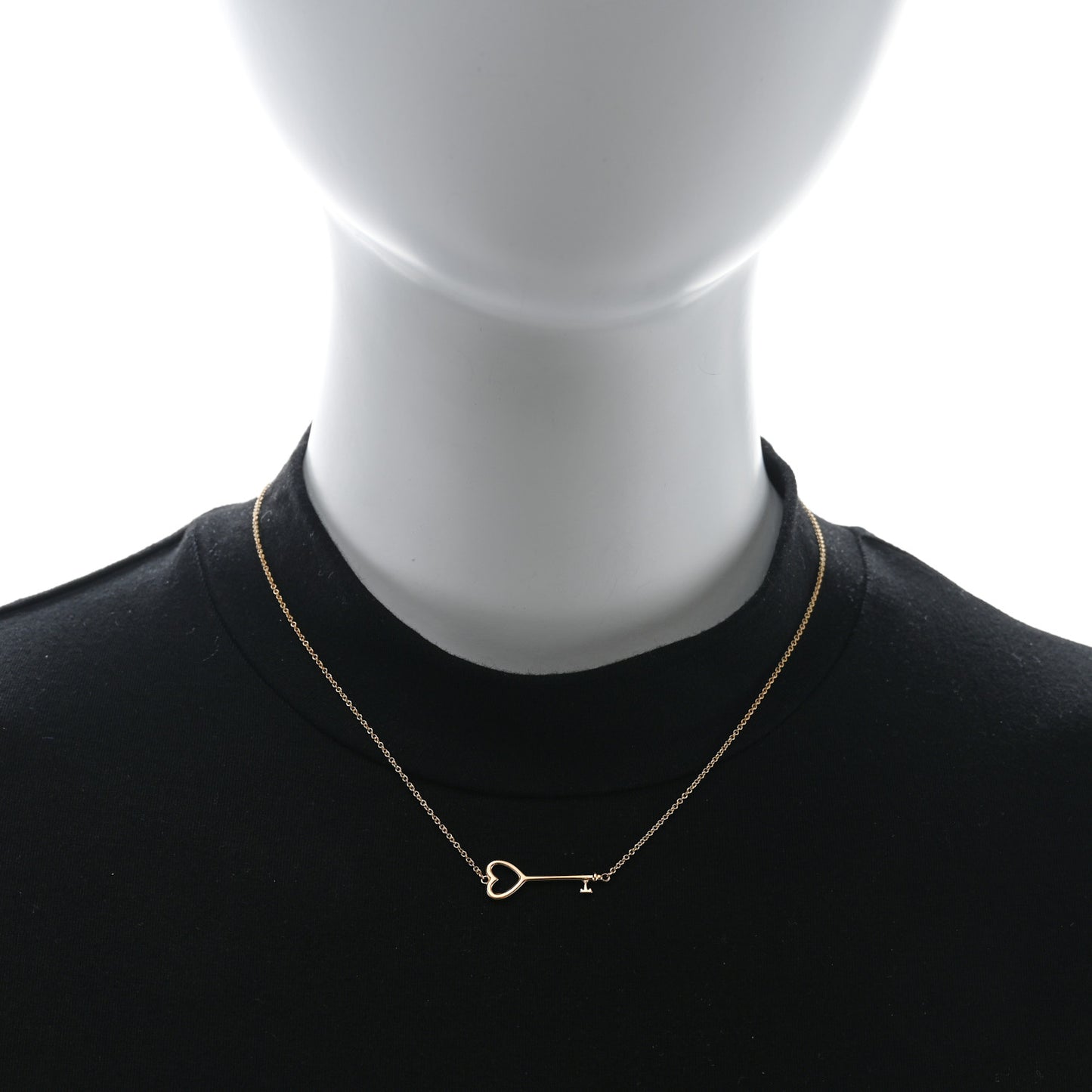 18K Rose Gold Heart Key Pendant Necklace