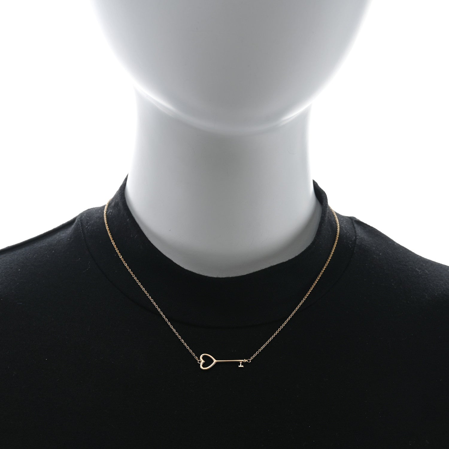 Tiffany 18K Rose Gold Heart Key Pendant Necklace 3 of 4