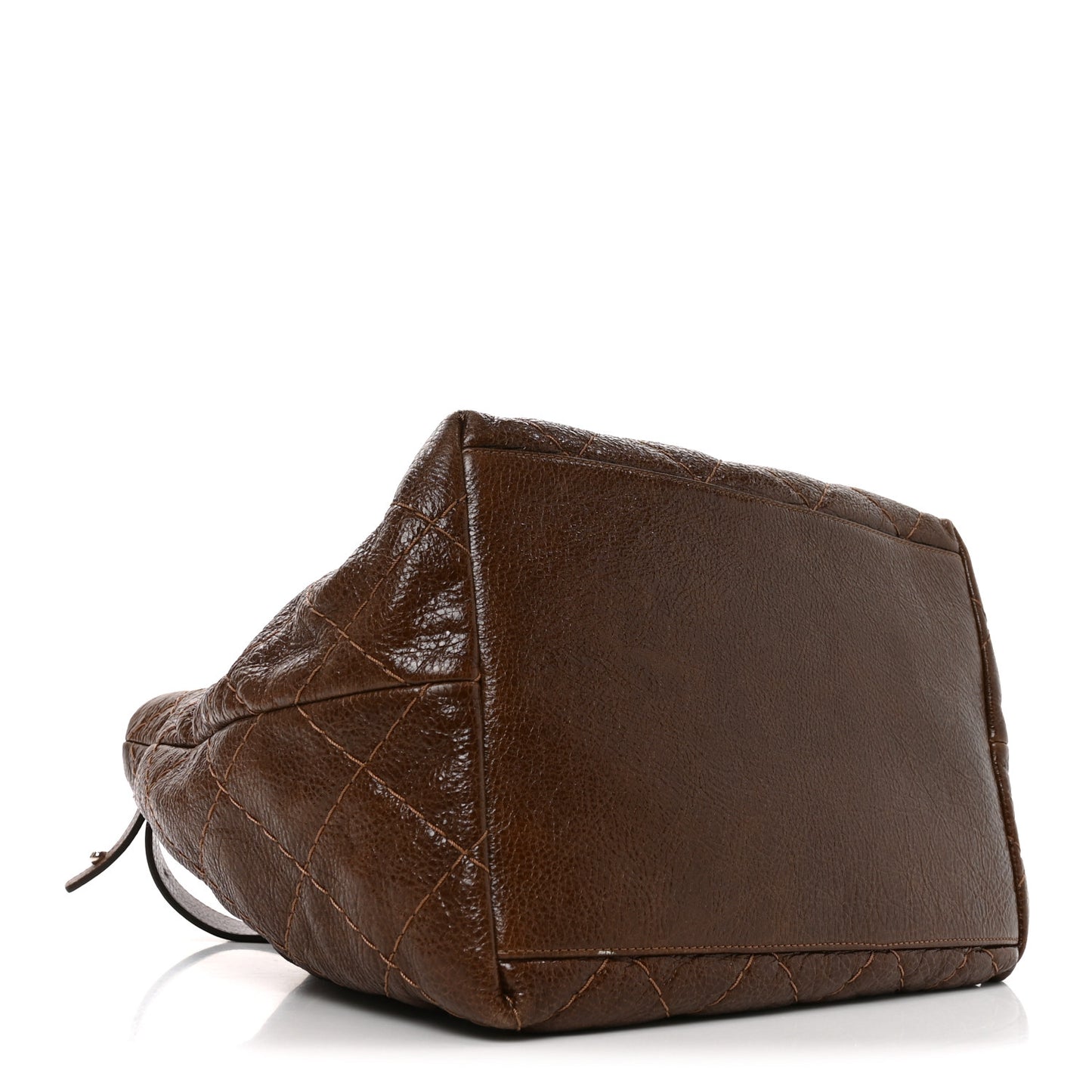 Glazed Calfskin On The Road Drawstring Tote Brown