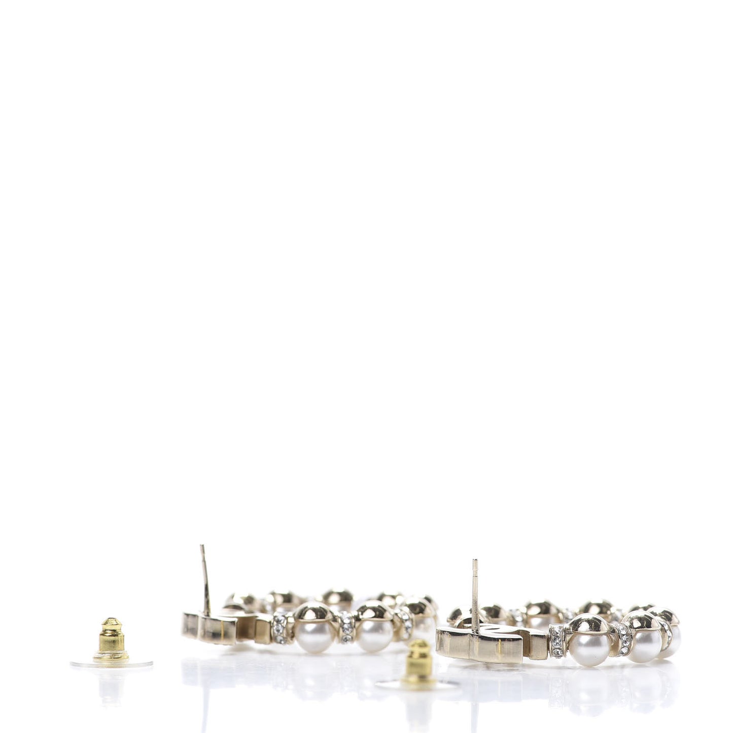 Pearl Crystal Nefertiti CC Drop Earrings Gold