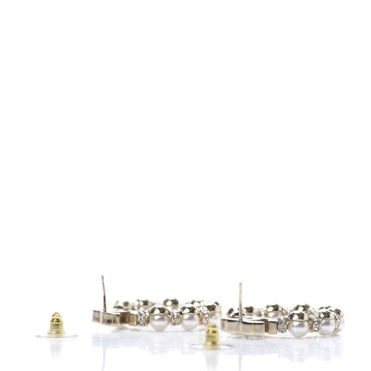 Chanel Pearl Crystal Nefertiti CC Drop Earrings Gold 3 of 5