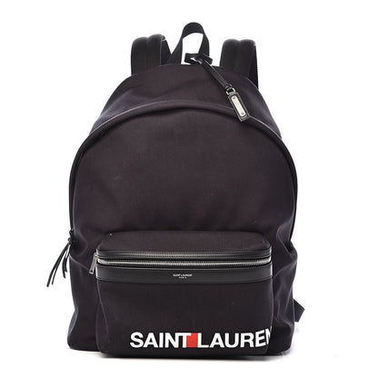 Saint Laurent Canvas Logo City Backpack Navy 1 of 12