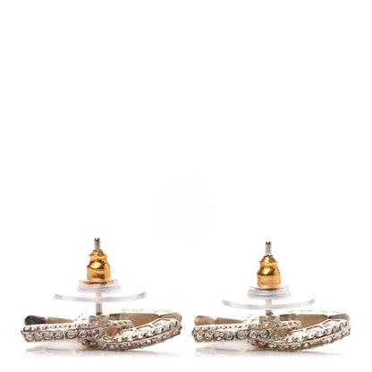 Chanel Crystal Timeless CC Earrings Light Gold 3 of 4