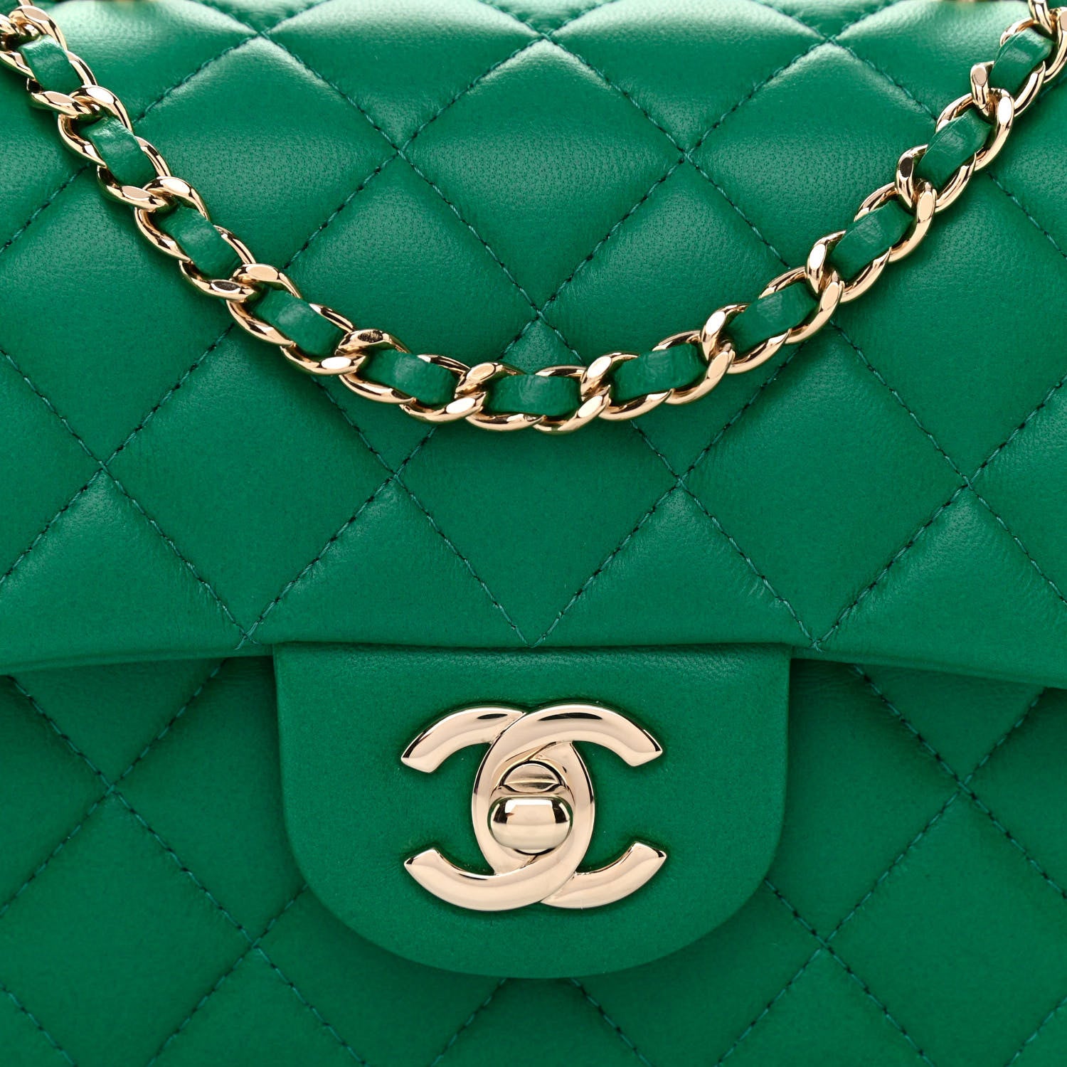 Chanel Lambskin Quilted Mini Top Handle Rectangular Flap Green 8 of 10