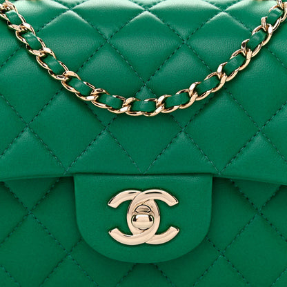 Chanel Lambskin Quilted Mini Top Handle Rectangular Flap Green 8 of 10