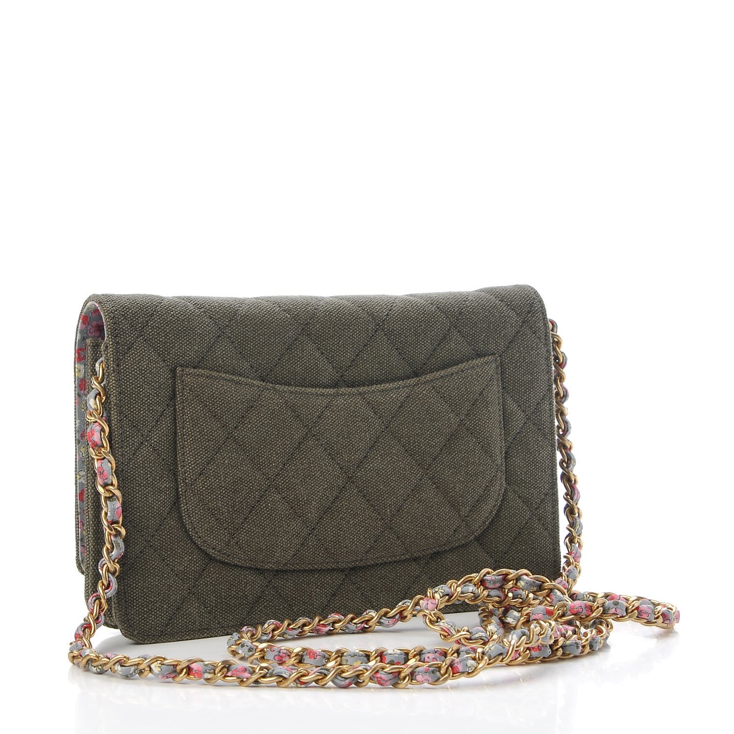 Chanel Canvas Quilted Coco Cuba Charms Wallet On Chain WOC Khaki 3 of 7